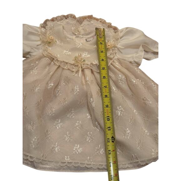 Vintage b.t. Kids Infant Special Occasion Dress Cream Lace Floral Satin - Picture 7 of 7